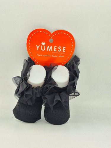 جوراب کفشی نوزادی YUMESE توردار پاپیونی