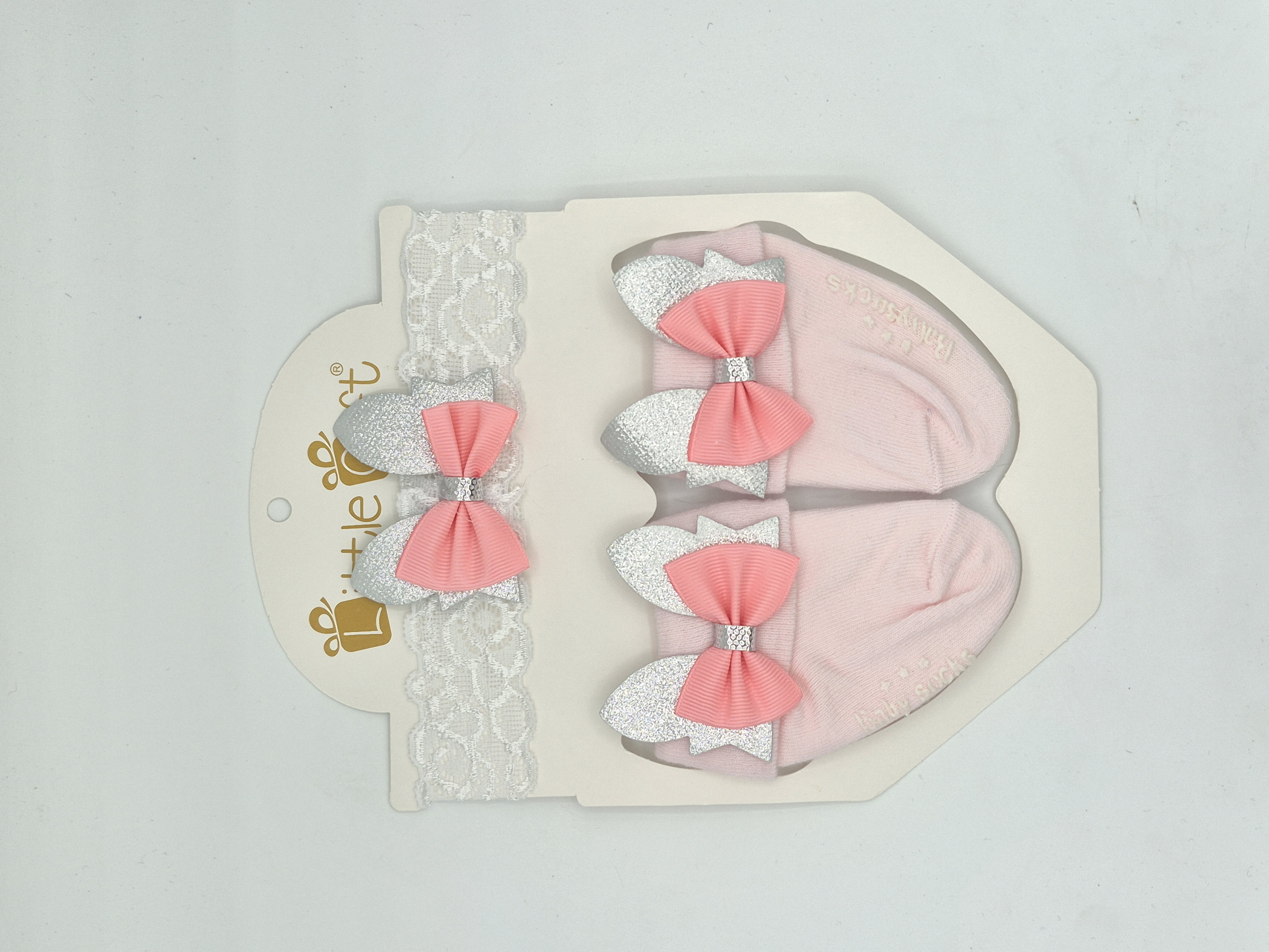 پک هدبند و جوراب نوزادی پاپیونی