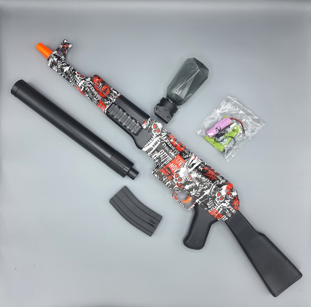 تفنگ ak47 تیر ژله ای شارژی اسکین همراه صدا خفه کن